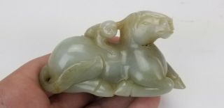 Antique Chinese Carved Celadon Green Jade Monkey & Horse Figure Group Carving 4