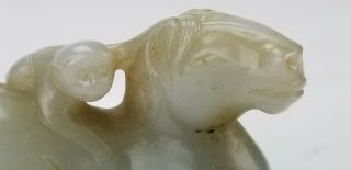 Antique Chinese Carved Celadon Green Jade Monkey & Horse Figure Group Carving 5