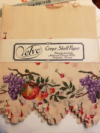 1920s Vtg Velvo Art Deco Lithographed Crepe Shelf Paper & Napkins