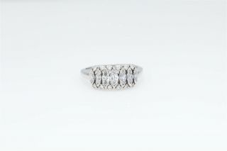 Antique 1930s $5000 1.  50ct Vs G Marquis Diamond Platinum Wedding Band Ring 8g