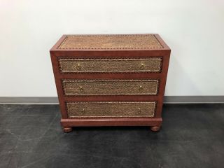 MAITLAND SMITH Tooled Leather & Grass Cloth Bachelor Chest 3