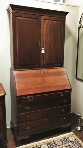 Craftique Solid Mahogany Secretary Desk with Bookcase Top 4