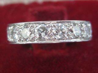 Antique Vintage 18ct White Gold Natural Diamond Half Eternity Ring Size H