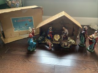 Large Vintage Made In Japan Nativity Set
