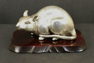Fine Japanese Meiji Bronze Silver Plated Okimono - Rat