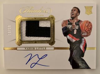 Nassir Little 2019 - 20 Panini Flawless Rpa Rookie Patch Auto /10 Basketball Card