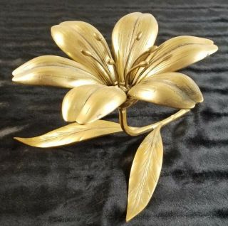 Vintage Brass Lily Flower Ashtray | Removable Petals | Mid Century | Modern