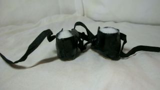 ANTIQUE BLACK OILCLOTH SHOES FOR FRENCH OR GERMAN ANTIQUE DOLLS SMALL 3