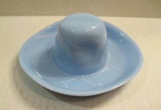 Vintage Delphite Blue Jeanette Glass Western Cowboy Hat Ashtray Trinket Dish 2