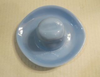 Vintage Delphite Blue Jeanette Glass Western Cowboy Hat Ashtray Trinket Dish 3