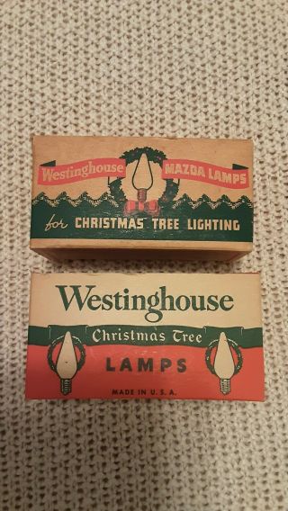 2 Boxes Vintage Westinghouse Christmas Tree Lamps Bulbs C - 6 Red Blue Green White