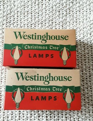 2 Boxes Vintage Westinghouse Christmas Tree Lamps Bulbs C - 6 Orange,  Blue