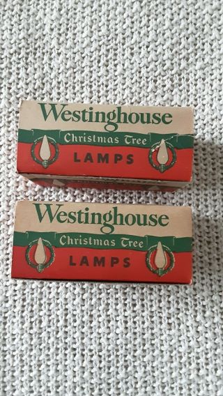 2 boxes VINTAGE WESTINGHOUSE CHRISTMAS TREE LAMPS BULBS C - 6 ORANGE,  BLUE 2