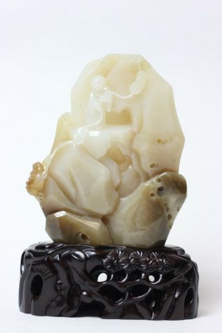 Chinese Carved Jade Mountain Boulder Scholar Stone,  China