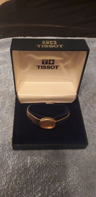 Vintage Tissot Gold Toned Ladies Mechanical Watch With Box.