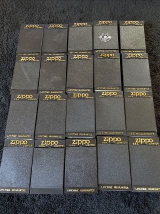25 Empty Black Plastic Zippo Lighter Boxes - 25 For Full Size Lighters - 1 Slim
