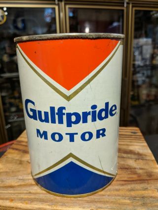 Vintage Gulf Gulfpride Motor Oil 1 Quart All Metal Can