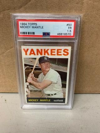 Psa 1.  5 Fr Mickey Mantle 1964 Topps 50 Hof Yankees (6570)