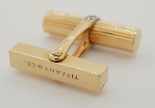 Tiffany & Co.  vintage 14K gold.  50CTW VS1/F diamond bar cufflinks with pouch 3