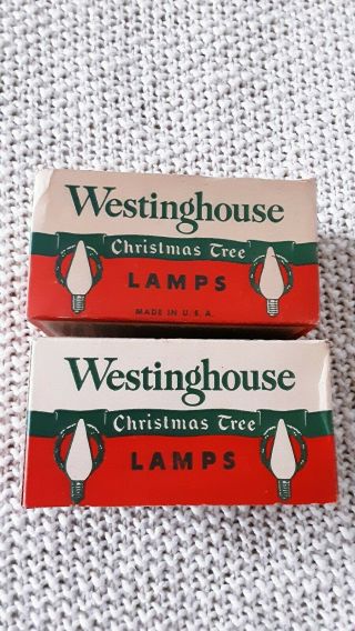 2 Boxes Vintage Westinghouse Christmas Tree Lamps Bulbs C - 6 White Red