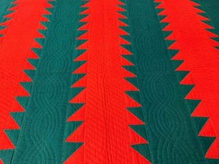OUTSTANDING c 1890 - 1900 Tree Everlasting QUILT Antique Red Green 2