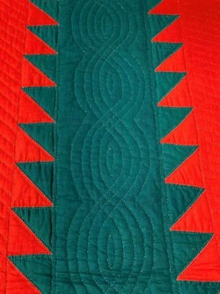 OUTSTANDING c 1890 - 1900 Tree Everlasting QUILT Antique Red Green 3