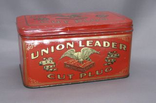 Vintage Union Leader Cut Plug Red Tobacco Tin