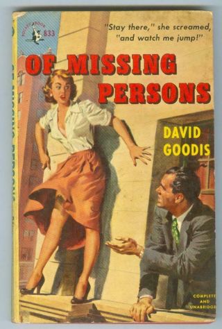 Of Missing Persons By David Goodis.  1st Edition Vintage Mystery Paperback.  1951