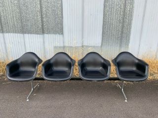 Vintage Herman Miller Tandem Shell 4 - Seat Bench Charles & Ray Eames Black White 3