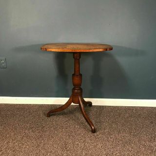 Early 19th Century Tiger Maple Tilt Top Candle Stand Table 2
