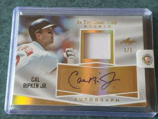 Cal Ripken Jr 2018 Leaf In The Game Jersey Auto 1/1 Baltimore Orioles