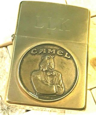 1932 - 1992 Zippo " Joe Camel " Cigarette Emblem Brass Lighter Rare " Llk "