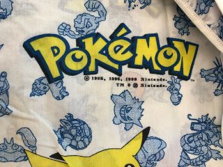 Vintage ‘98 Pokemon 2 Pc Twin Bed Sheet Set Flat / Fitted Pikachu Nintendo USA 2