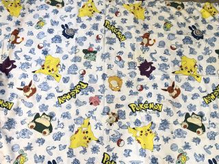 Vintage ‘98 Pokemon 2 Pc Twin Bed Sheet Set Flat / Fitted Pikachu Nintendo USA 3
