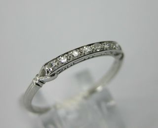 Antique Art Deco Platinum Diamond Wedding Band Stacking Ring Granat Dated 1932