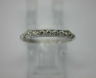 ANTIQUE ART DECO PLATINUM DIAMOND WEDDING BAND STACKING RING GRANAT DATED 1932 3