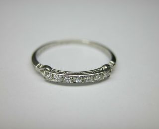 ANTIQUE ART DECO PLATINUM DIAMOND WEDDING BAND STACKING RING GRANAT DATED 1932 5