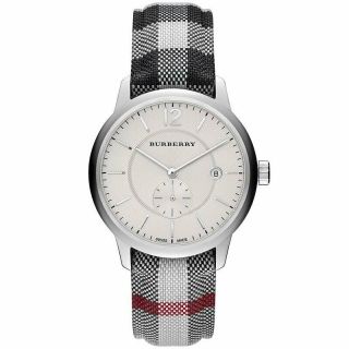 Burberry Bu10002 Horseferry Check Fabric - Coated Leather Unisex Wrist Watch