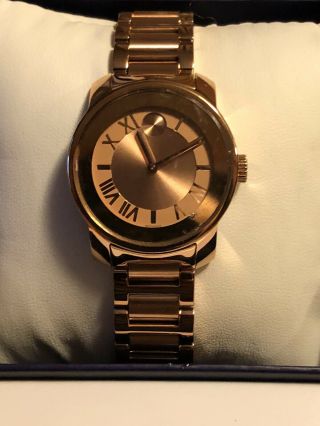 Movado Bold Rose Gold Tone Womens Watch 3600441.  With Boxes.