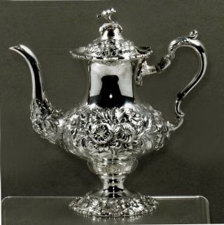 Stieff Sterling Coffee Pot 1949 Hand Decorated