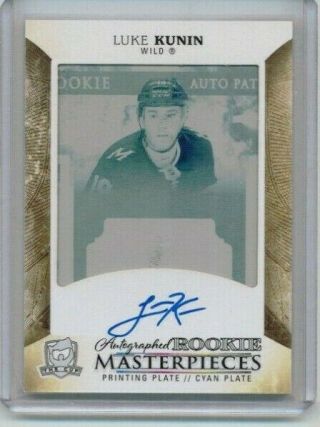 17/18 The Cup Luke Kunin Rookie Masterpieces Cyan Plate Auto Rc 