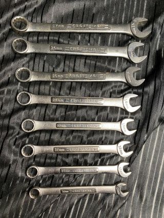 Vintage Craftsman • 8 Piece Metric Combination Wrench Set • 10mm - 17mm • Usa