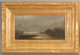 19thc Antique Twin Lakes Colorado American Western Landscape Oil Painting Nr