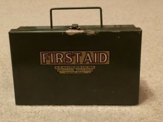 Vintage A.  E.  Halperin Co.  Inc.  First Aid Medical Kit Broadway Boston,  Ma