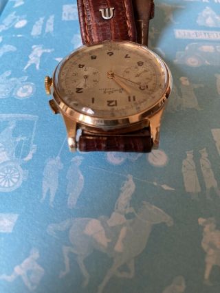 Vintage Breitling Cadette Chronograph 18k Gold/Gold Plated Watch 5