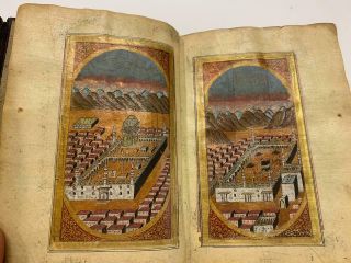 Antique Ottoman Arabic Islamic Manuscript Players Book Quran Koran Makka Kaaba