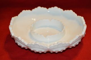 Vintage Fenton White Milk Glass Hobnail Ashtray Candle Bowl Chip And Dip Bowl