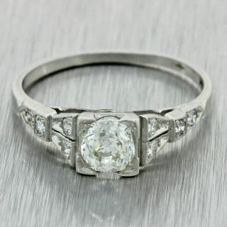 1930s Antique Art Deco Platinum.  74ctw Diamond Engagement Ring EGL $3330 2