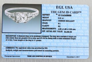 1930s Antique Art Deco Platinum.  74ctw Diamond Engagement Ring EGL $3330 6