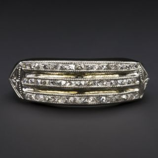 Vintage F - G Vs French Cut Diamond Ring Platinum Wedding Band Antique Art Deco